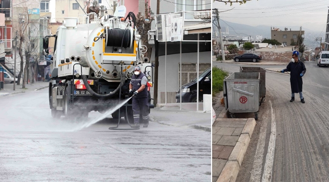 Bayraklı’da sokaklar dezenfekte edildi